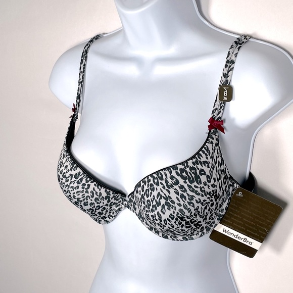 Wonderbra Size B36 Black and White Leopard Print Padded Tshirt Bra - Picture 2 of 4